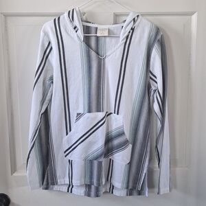 Southern Spirit 100% Cotton Lightweight Hoodie Long Sleeve Striped Comfy Top
